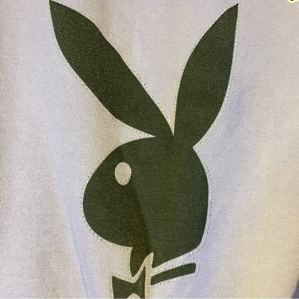 Playboy Bunny Vintage Zip-Up Hoodie Light Purple Bedazzled Outline Back Logo S M - Picture 9 of 11